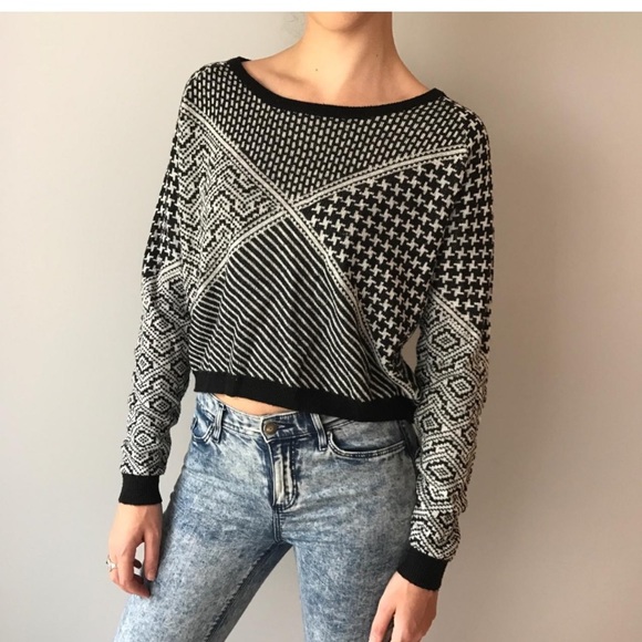 miami Sweaters - Mi Ami Black and White Patterned Sweater.